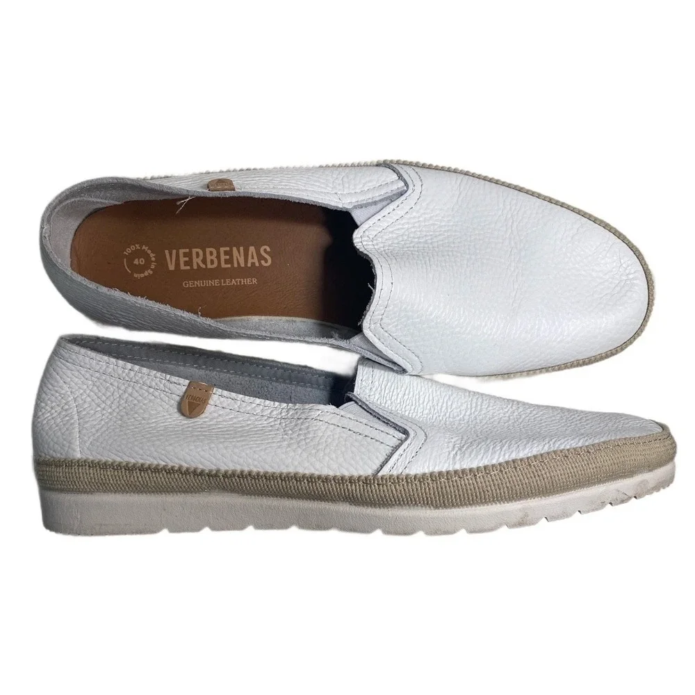 Verbenas Slip On Nuria Loafers White Leather Casual Shoe Spain EU 40 / US 9 - Picture 4 of 9